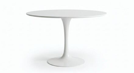 Sleek White Tulip Table Minimalist Design on White.