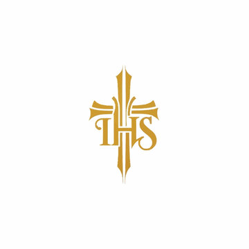 Golden IHS Monogram on a Cross Symbol.