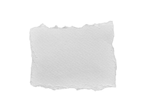 Square torn white paper isolated on transparent background with rough edges