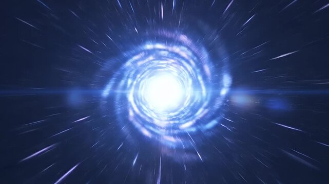 Dynamic Hyperspace Warp Tunnel Journey - Abstract Cosmic Light Speed Travel.