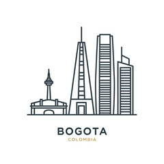 Obraz premium Stylized Line Art Cityscape of Bogota, Colombia with Skyscrapers