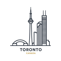 Minimalist Line Art of Toronto Skyline with CN Tower and Skyscrapers