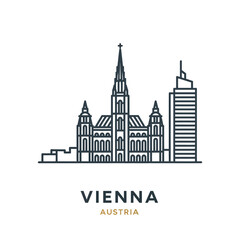 Fototapeta premium Iconic Vienna City Skyline with Historic Cathedral and Modern Skyscraper