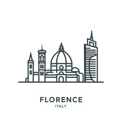 Fototapeta premium Stylized Florence Italy Skyline Line Drawing for Travel and Architecture Themes