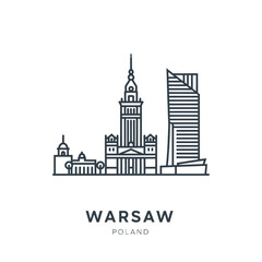 Fototapeta premium Minimalist Line Art of Warsaw City Skyline