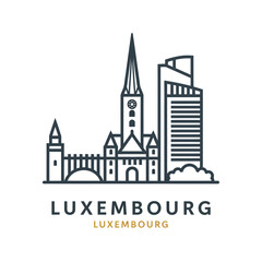 Obraz premium Stylized Skyline of Luxembourg City with Historic and Modern Architecture