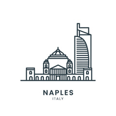 Fototapeta premium Minimalist Line Art of Naples Skyline Italy Illustration