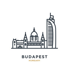Skyline of Budapest, Hungary with historic and modern architecture