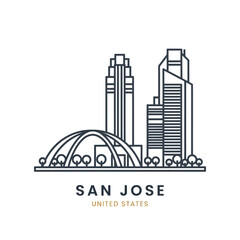 Obraz premium Minimalist Line Art of San Jose Skyline Illustration