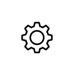 Fototapeta premium Simple black gear icon on a white background, symbolizing industry, mechanics, and settings.