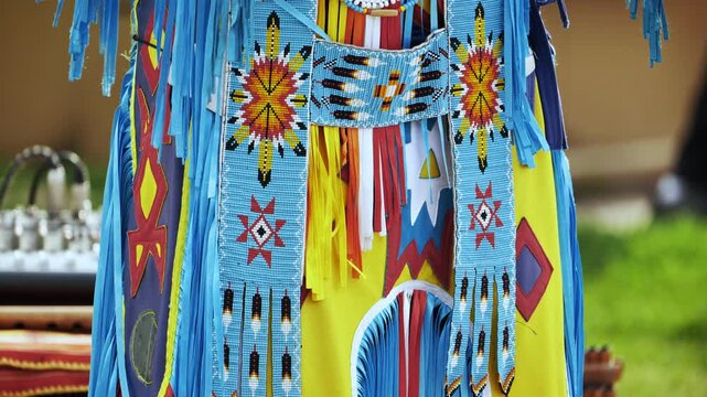 Native American regalia displaying intricate beadwork and traditional patterns