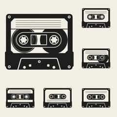 Obraz premium Vintage Cassette Tapes Collection: Retro Music Media Icons