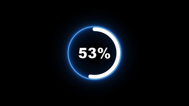 Neon loading animation counting from 0 to 90%, featuring a glowing green circle, and a charging connector on black background. Statistics Business and finance theme Visual Data Representation 4k video