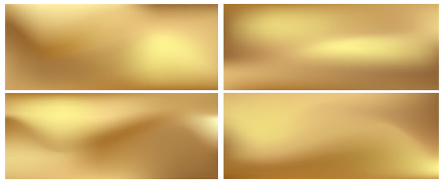 Set of shiny gold brass gradient background vector illustrator