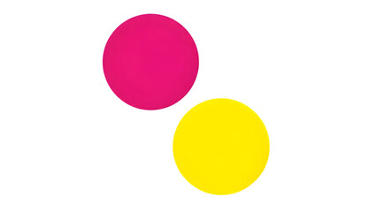Two colored circles with transparent background displayed on a plain surface
