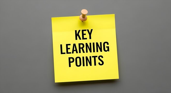 Yellow sticky note pinned to a gray surface highlighting essential educational insights and crucial knowledge points for effective comprehension and retention