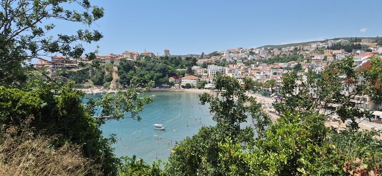 Beach, Old Town and sea, Ulcinj, Montenegro