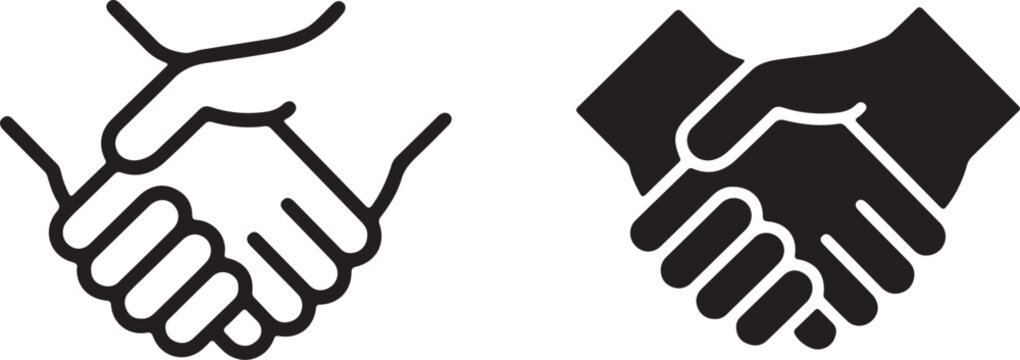 handshake icon line and solid style vector illustration