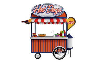 Obraz premium 3D rendered hot dog cart stall isolated on white background