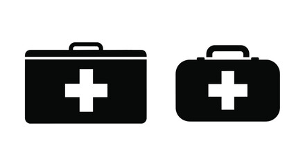 Obraz premium Two medical cases with white crosses a distinct black silhouette