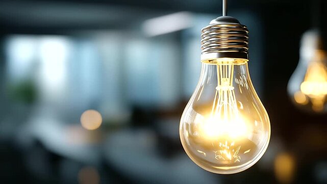 Illuminating design with glowing lightbulb, bright idea visualization, creative inspiration concept, innovation symbol graphic, thought illumination display, defocused light