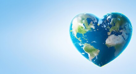 Fototapeta premium A heart-shaped representation of the earth floating against a blue sky background