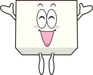 喜んでいる豆腐のキャラクター