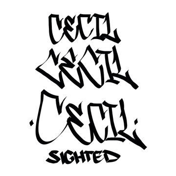 Cecil sighted holy name list meaning baptism bible christian religius graffiti handstyle lettering tags black and white logo