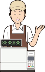 レジスターと男性カフェ店員⑧