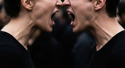 Fototapeta premium heated rivalry argument between soccer fans during world championship