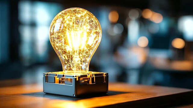 Cube emitting light symbolizing ideas and innovation in technology and creativity for modern business solutions, radiant concept box, with copy space