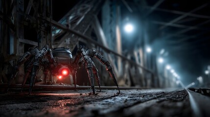 Robotic spider inspects bridge at night