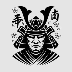 Modern Samurai Head Streetwear Graphic in Minimalist Japanese Style