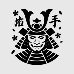 Fototapeta premium Modern Samurai Head Streetwear Graphic in Minimalist Japanese Style