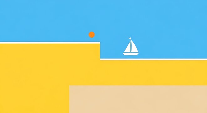 A small sailboat navigating a narrow channel between two cliffs under a clear blue sky.