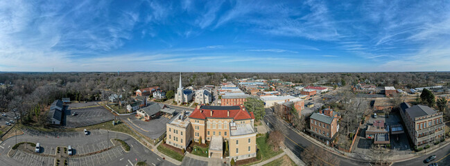Panoramic view of York and its historic courthouse in South Carolina