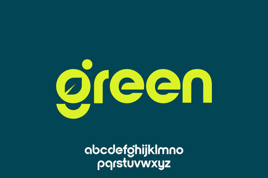 Modern Green Font Design with Alphabet Sample.