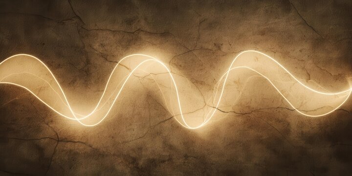 Glowing Wavy Lines on Textured Brown Background