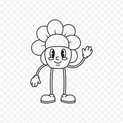 Obraz premium Cartoon flower character icon isolated on Transparent Background