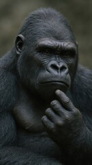 Fototapeta premium Contemplative gorilla deep thought