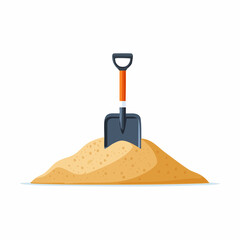 Illustration d&rsquo;une pelle plant&eacute;e dans un tas de sable