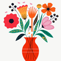 A bouquet of flowers and plants perfect for present. Illustrated with a gentle touch. Soft. Gratitude. Surprise. Gift. Present. pale color