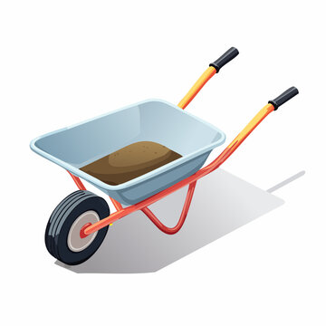 Brouette charg&eacute;e de terre sur fond clair