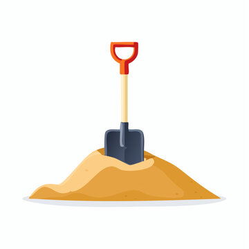 Illustration d&rsquo;une pelle plant&eacute;e dans un tas de sable