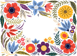 watercolor. Flower frame with leaves. making square Vector flowers isolated on a white background. It can be used for postcards, banners, wedding invitations.