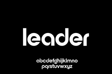 Obraz premium Modern Sans Serif Font Displaying the Word Leader and Alphabet.