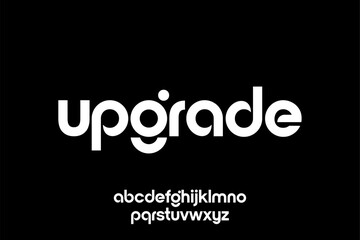 Obraz premium Modern rounded lowercase font upgrade wordmark and alphabet.