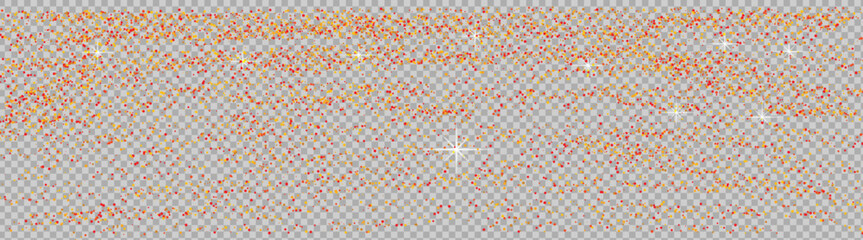 Scattered golden confetti dots forming decorative festive abstract pattern isolated on white background illustration