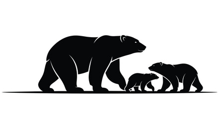 Bear Family Silhouettes Mother Cubs © Ishara sandeepa