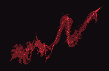 Realistic luminous line of red dust with radiant . Upward-sloping stock price chart. glow effect. black background